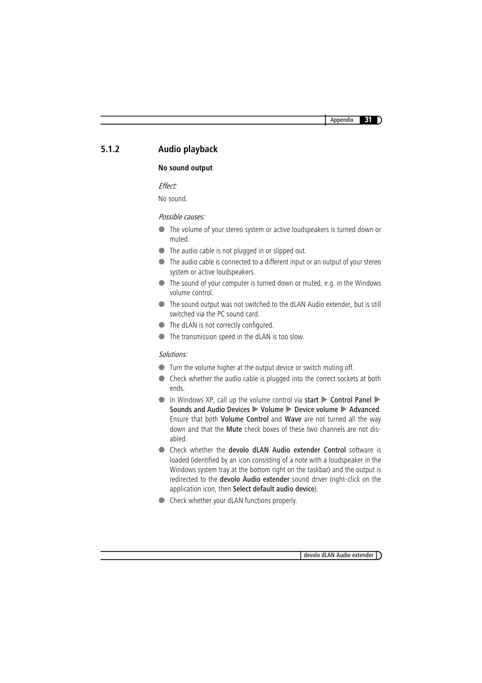 2 audio playback, Audio playback | Devolo LAN Audio extender User Manual | Page 31 / 43