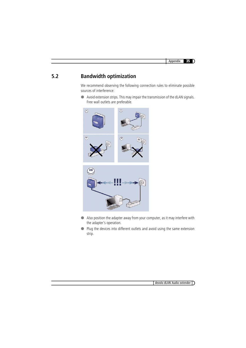 2 bandwidth optimization, Bandwidth optimization | Devolo LAN Audio extender User Manual | Page 35 / 43