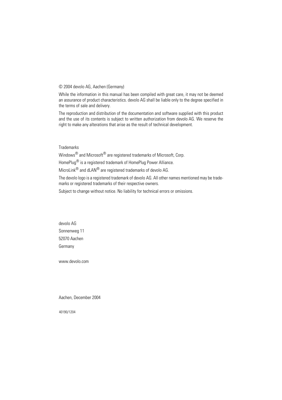 Devolo MicroLink dLAN Ethernet User Manual | Page 2 / 33