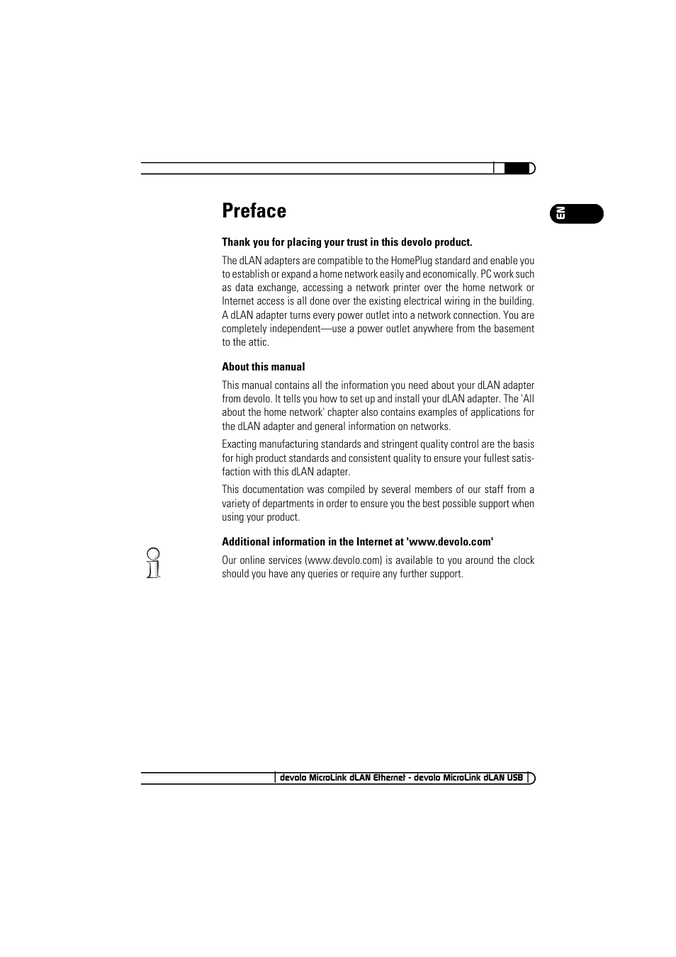Preface | Devolo MicroLink dLAN Ethernet User Manual | Page 3 / 33