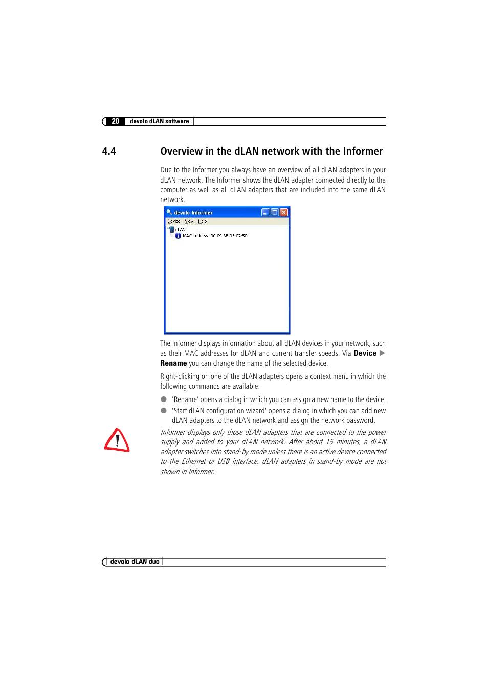 4 overview in the dlan network with the informer, Overview in the dlan network with the informer | Devolo dLAN duo User Manual | Page 20 / 29