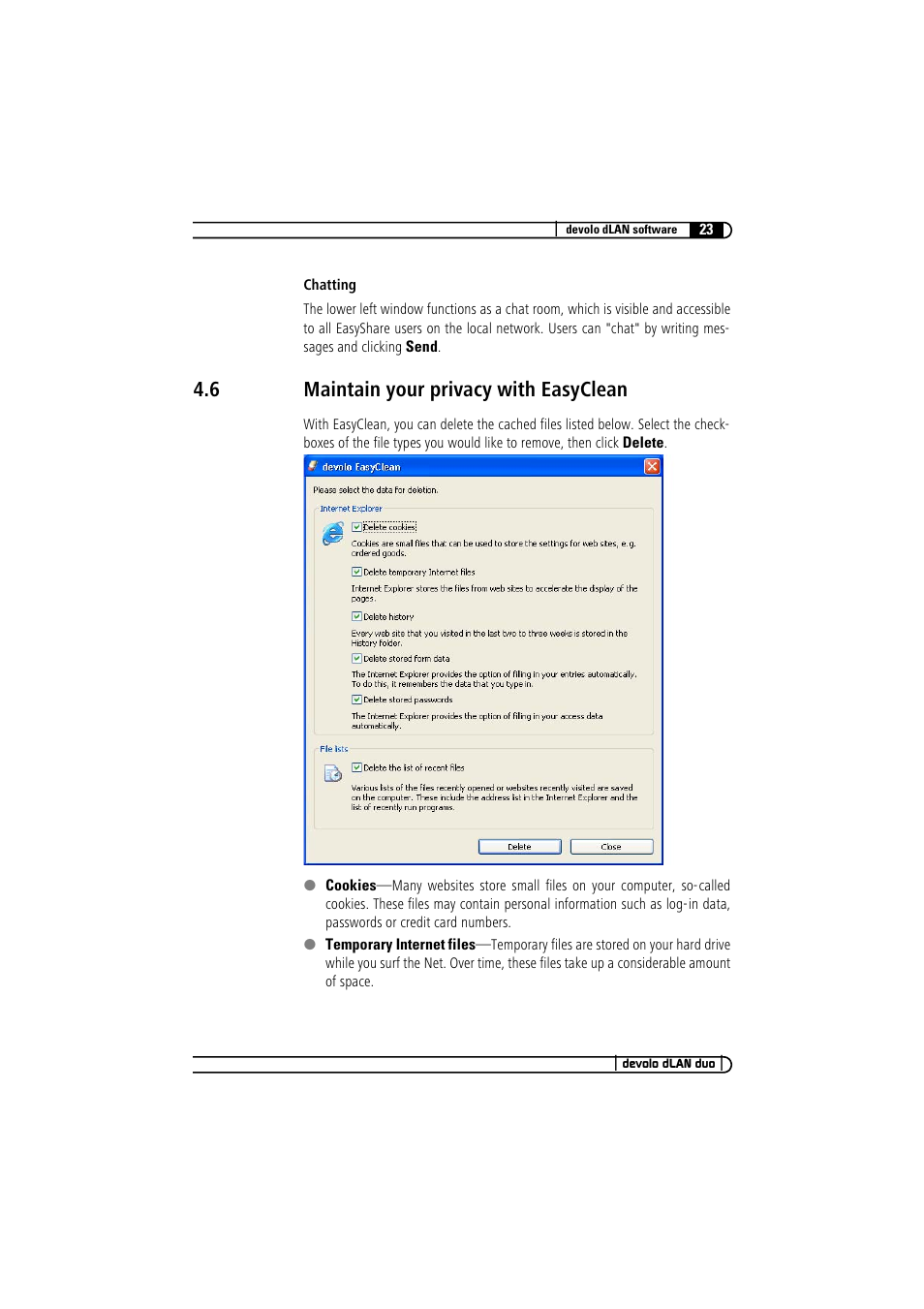 6 maintain your privacy with easyclean, Maintain your privacy with easyclean | Devolo dLAN duo User Manual | Page 23 / 29