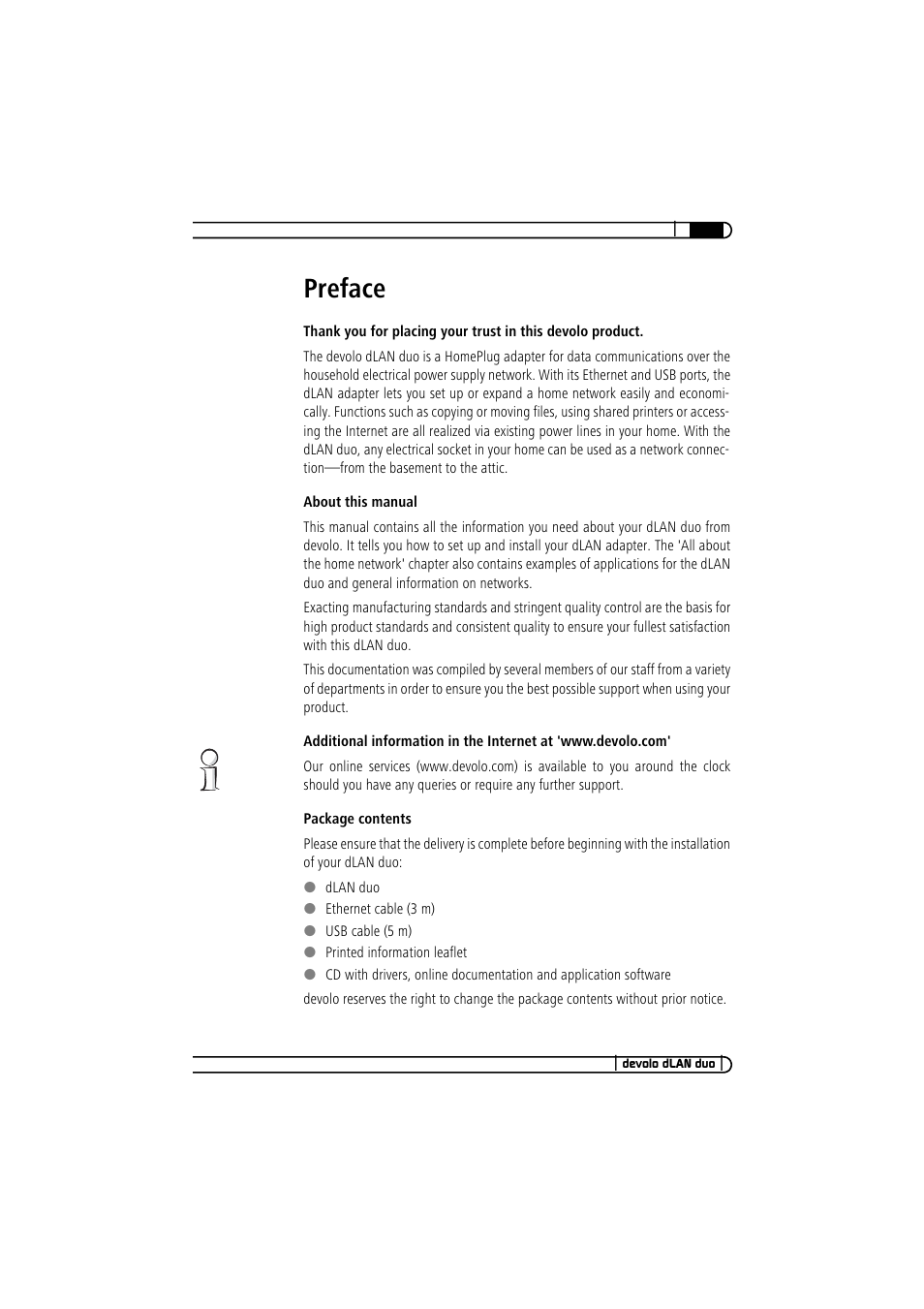 Preface | Devolo dLAN duo User Manual | Page 3 / 29
