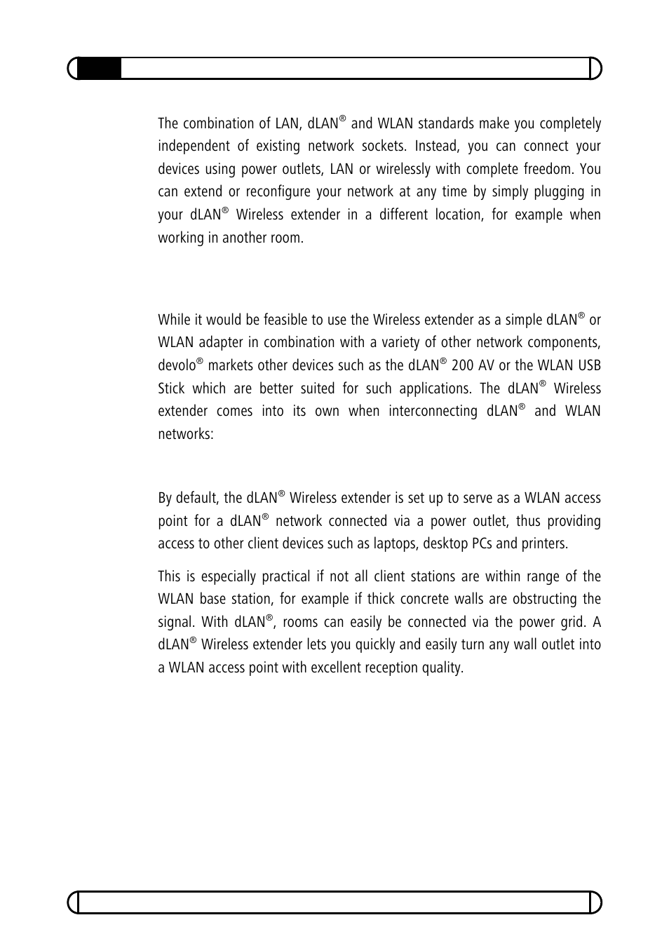 4 sample applications, 1 dlan, Wireless extender as an access point | Devolo dLAN Wireless extender User Manual | Page 10 / 57