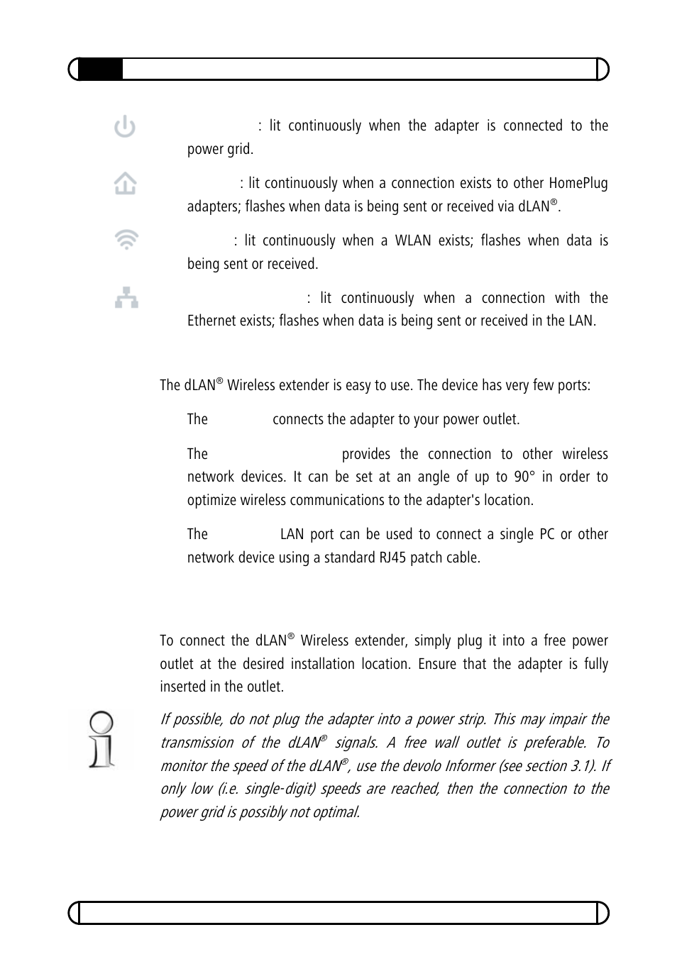2 connecting the dlan, Wireless extender, 2 ports | Devolo dLAN Wireless extender User Manual | Page 14 / 57