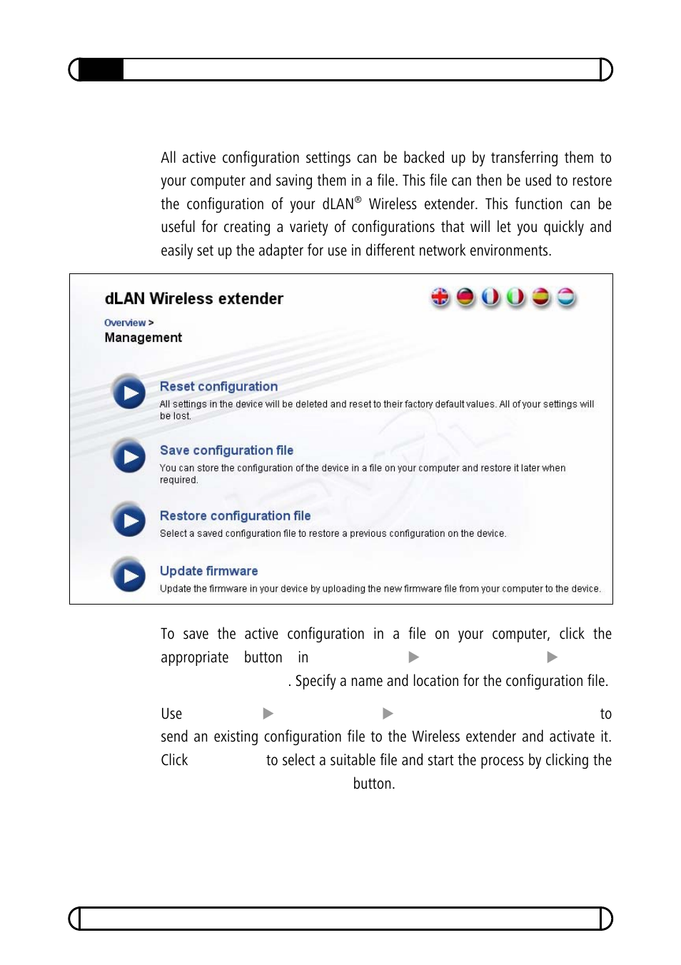 2 save and load configuration | Devolo dLAN Wireless extender User Manual | Page 32 / 57