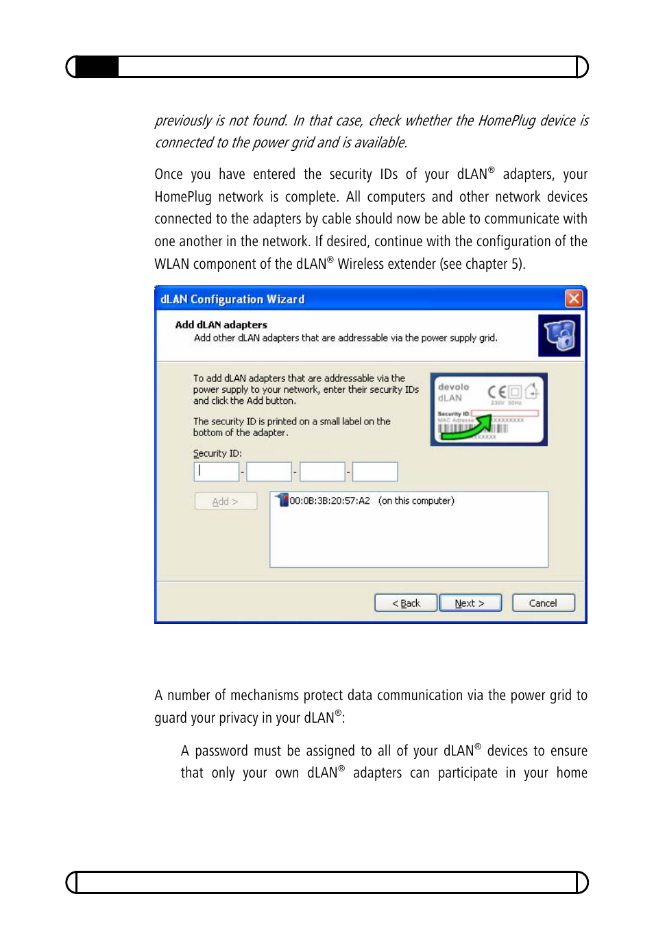 3 security in the dlan | Devolo dLAN Wireless extender User Manual | Page 39 / 57
