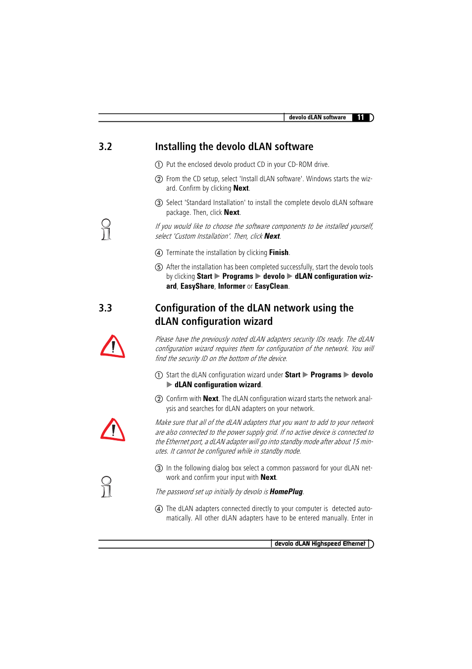 2 installing the devolo dlan software, Installing the devolo dlan software | Devolo dLAN Highspeed Ethernet User Manual | Page 11 / 25