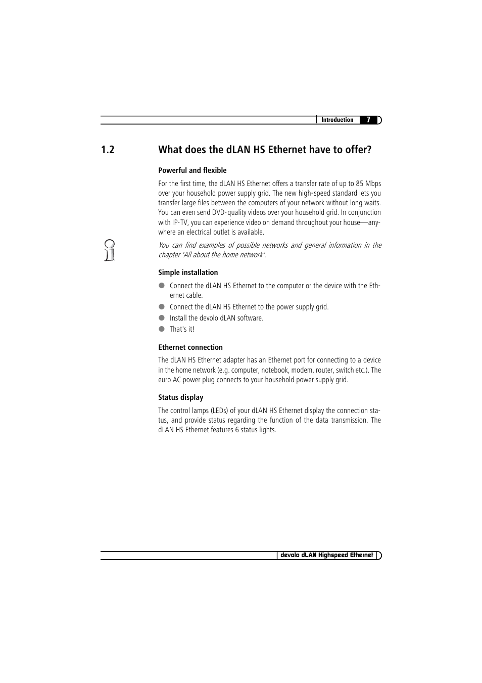 2 what does the dlan hs ethernet have to offer, What does the dlan hs ethernet have to offer | Devolo dLAN Highspeed Ethernet User Manual | Page 7 / 25