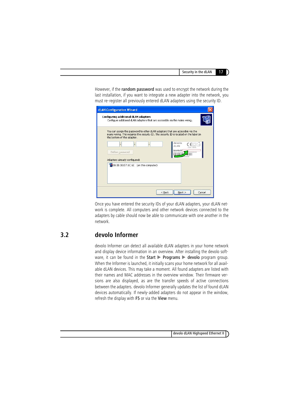 2 devolo informer, Devolo informer | Devolo dLAN Highspeed Ethernet II User Manual | Page 17 / 27