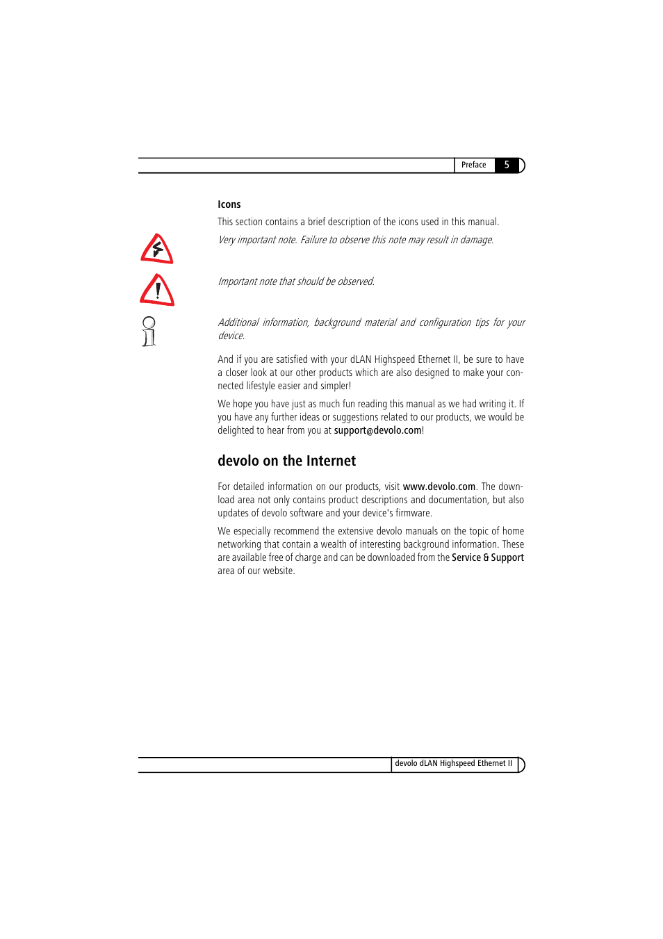 Devolo on the internet | Devolo dLAN Highspeed Ethernet II User Manual | Page 5 / 27