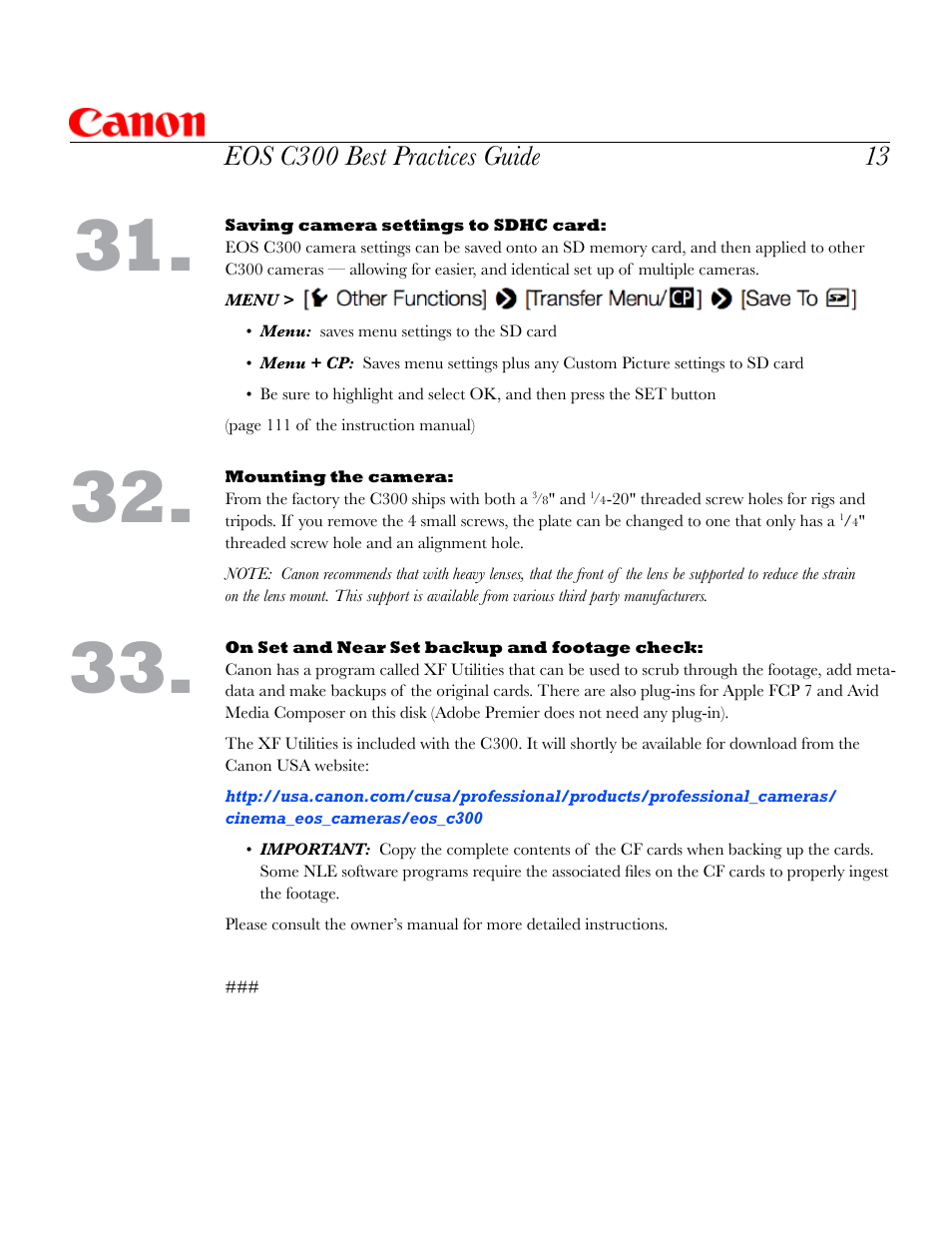 Canon EOS C300 User Manual | Page 14 / 14