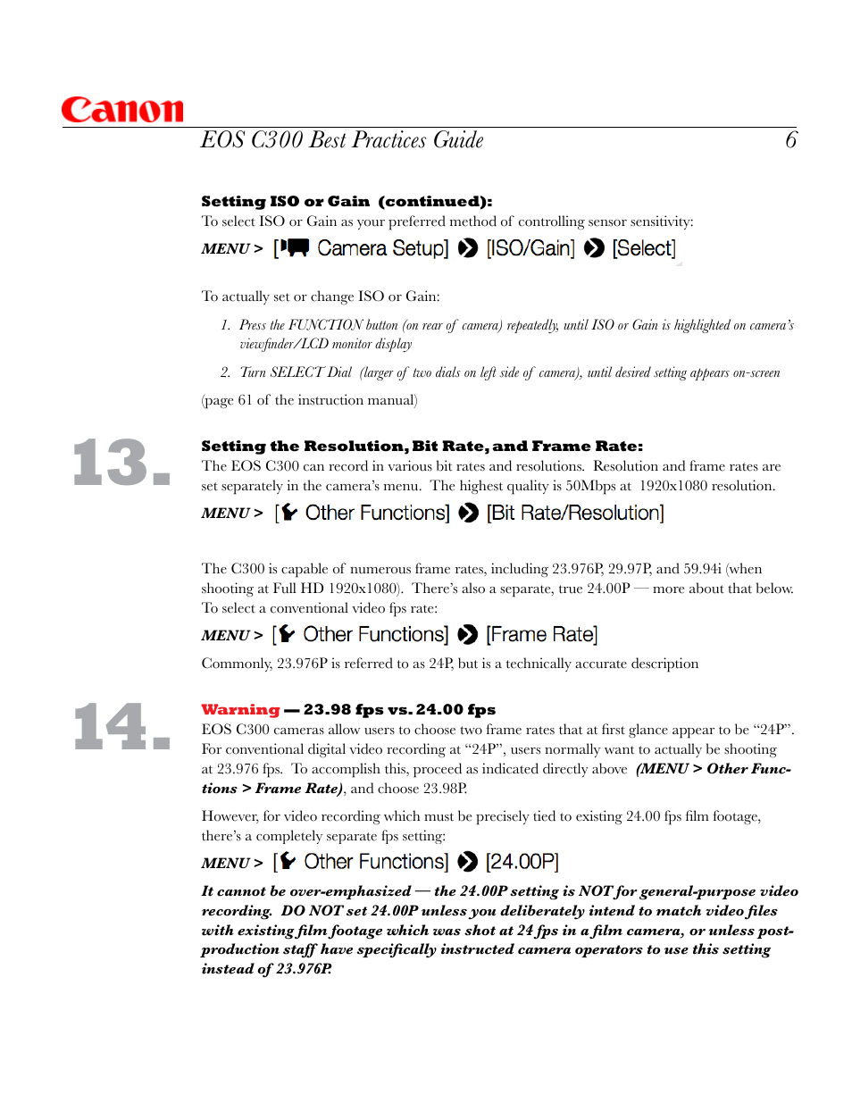 6eos c300 best practices guide | Canon EOS C300 User Manual | Page 7 / 14