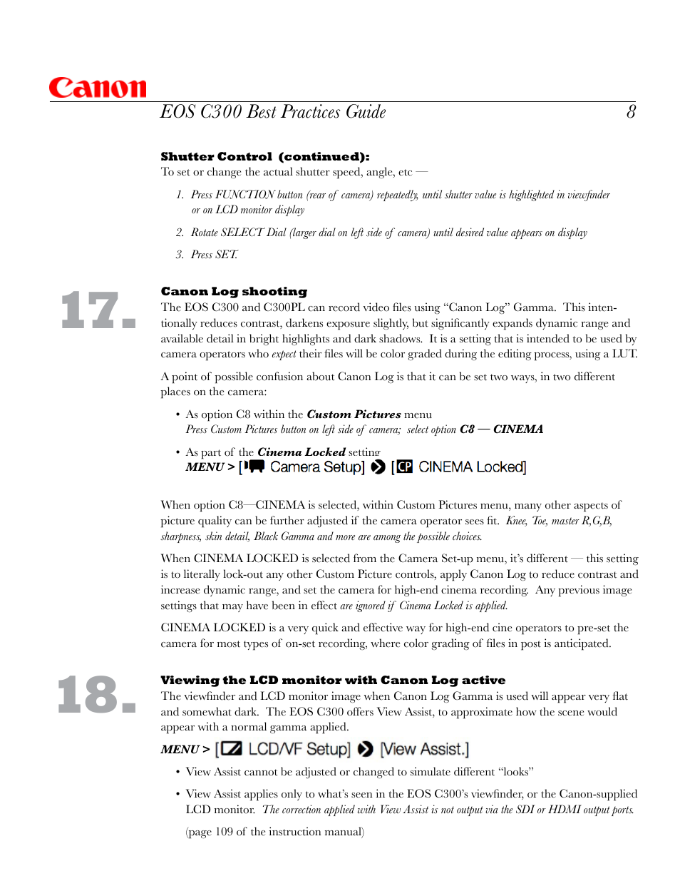 8eos c300 best practices guide | Canon EOS C300 User Manual | Page 9 / 14