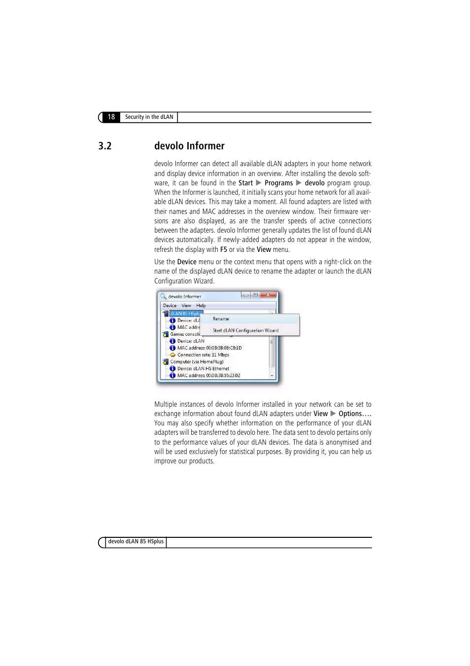 2 devolo informer, Devolo informer | Devolo dLAN 85 HSplus User Manual | Page 18 / 26