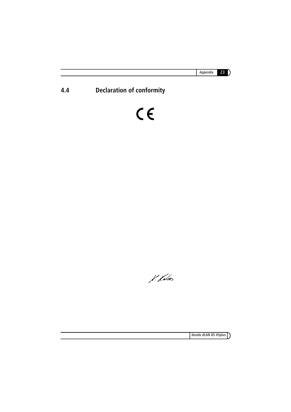 4 declaration of conformity, Declaration of conformity, Konformitätserklärung | Devolo dLAN 85 HSplus User Manual | Page 23 / 26