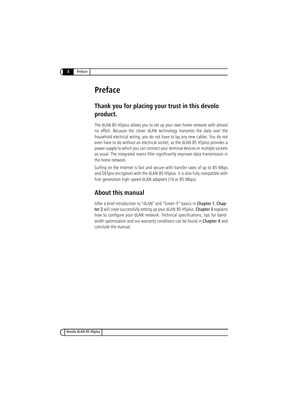 Preface, About this manual | Devolo dLAN 85 HSplus User Manual | Page 4 / 26