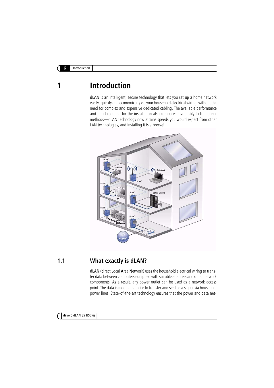 1 introduction, 1 what exactly is dlan, What exactly is dlan | 1introduction | Devolo dLAN 85 HSplus User Manual | Page 6 / 26