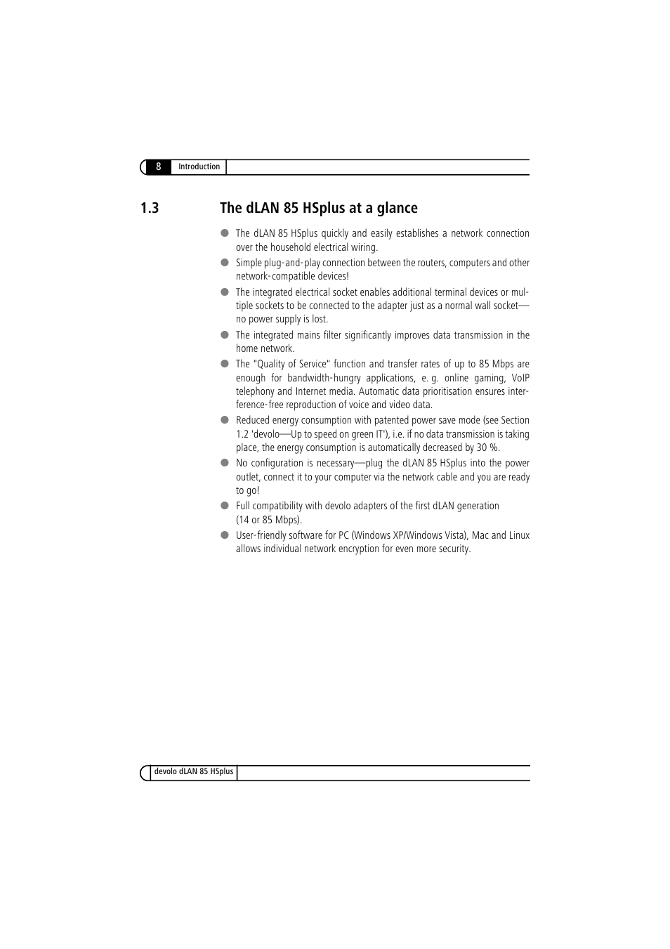 3 the dlan 85 hsplus at a glance, The dlan 85 hsplus at a glance | Devolo dLAN 85 HSplus User Manual | Page 8 / 26