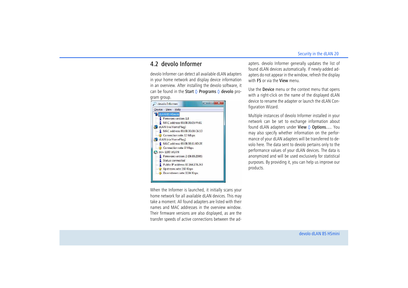 2 devolo informer, Devolo informer | Devolo dLAN 85 HSmini User Manual | Page 21 / 28