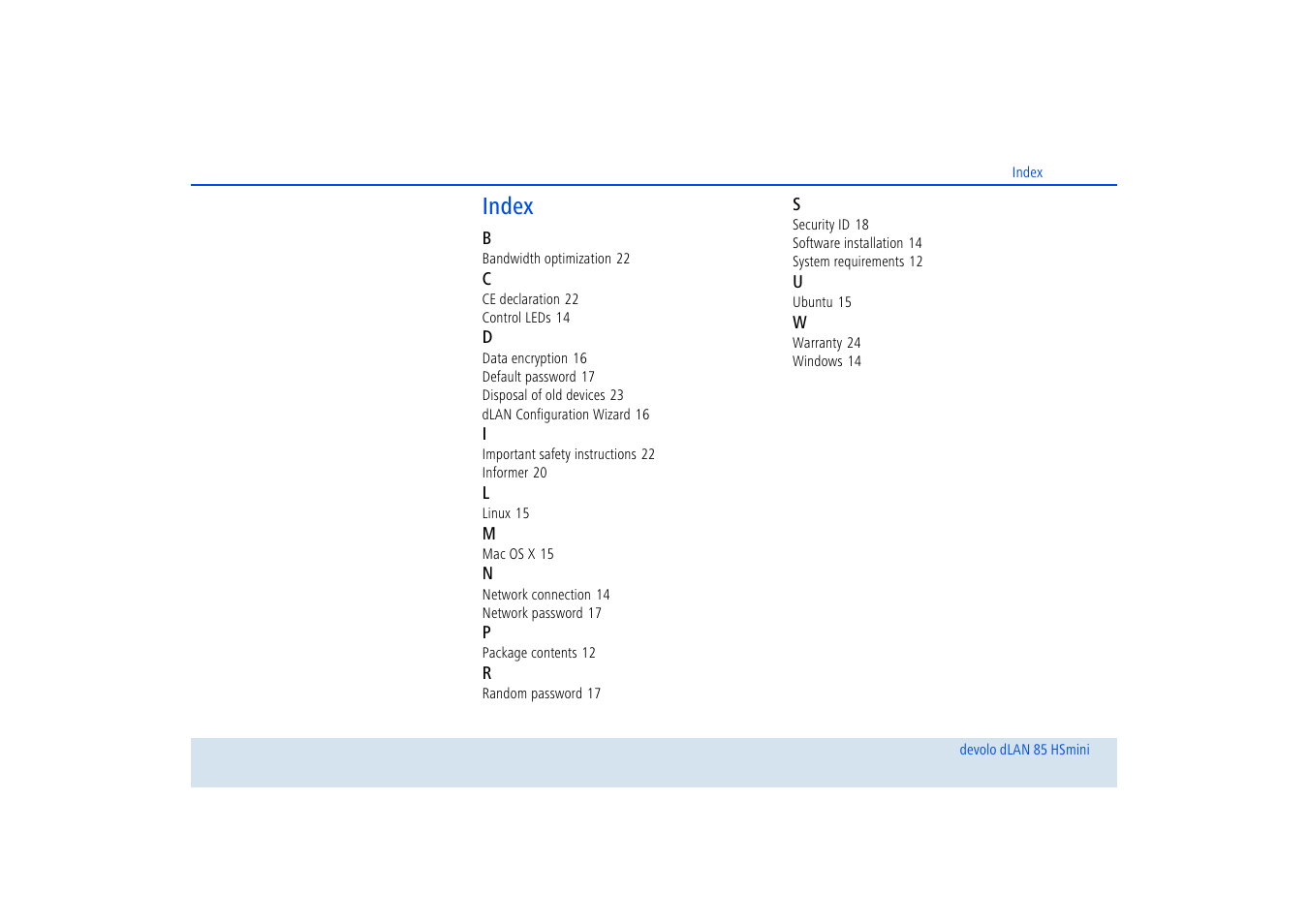 Index | Devolo dLAN 85 HSmini User Manual | Page 27 / 28