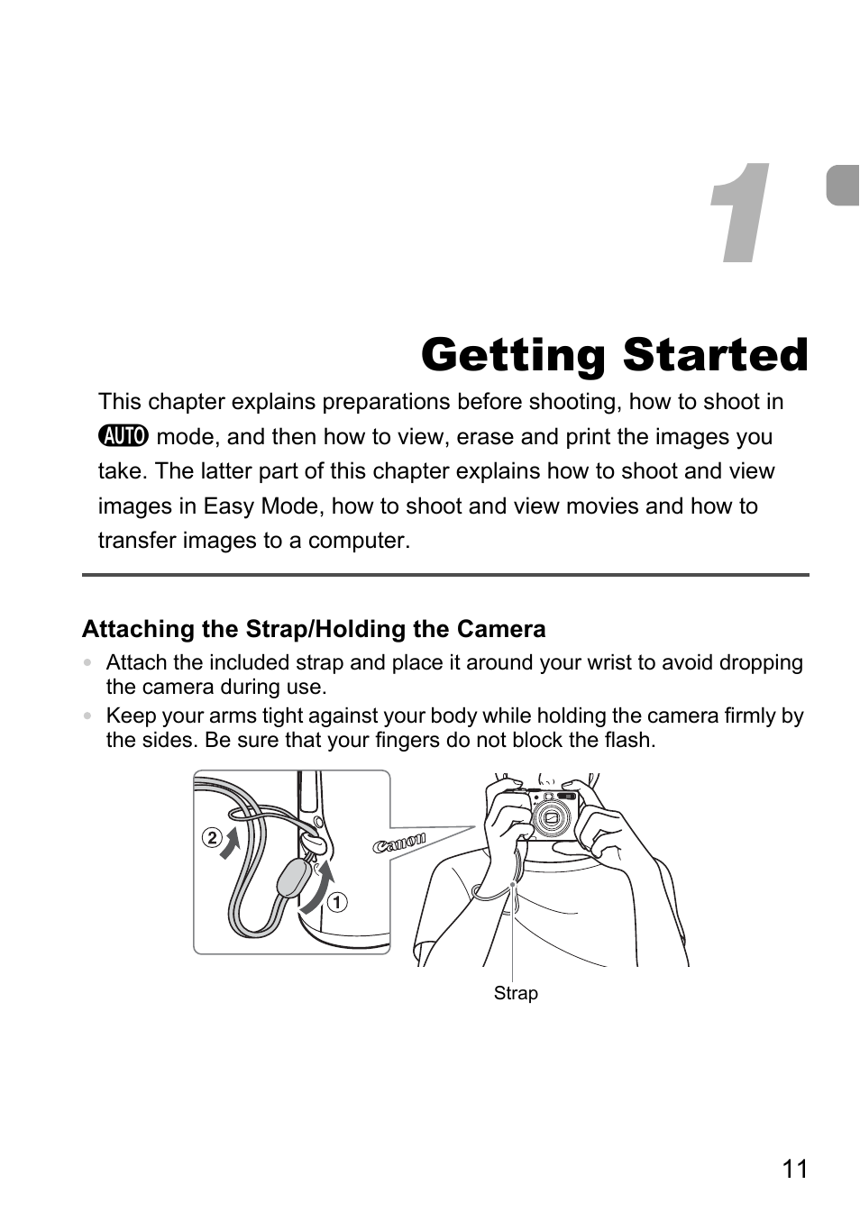 1 getting started, Getting started | Canon A1100 IS User Manual | Page 11 / 131