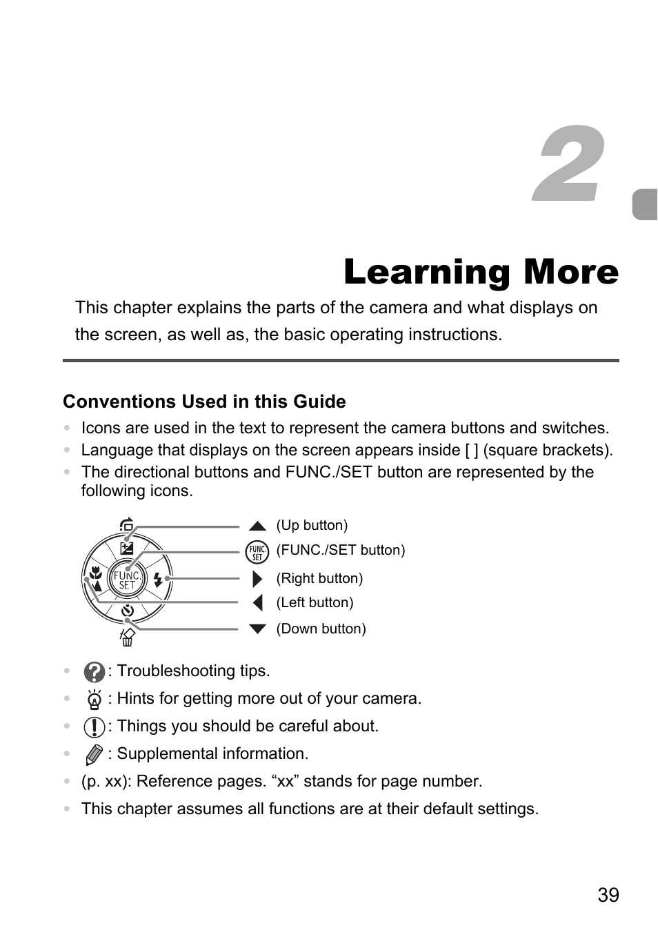 2 learning more, Learning more | Canon A1100 IS User Manual | Page 39 / 131