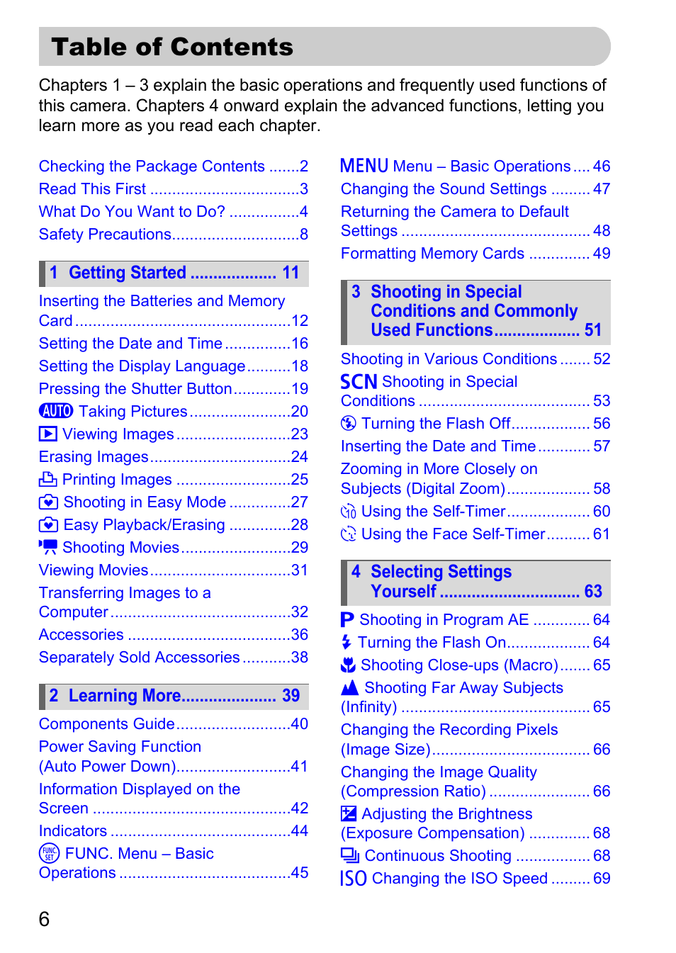 Canon A1100 IS User Manual | Page 6 / 131