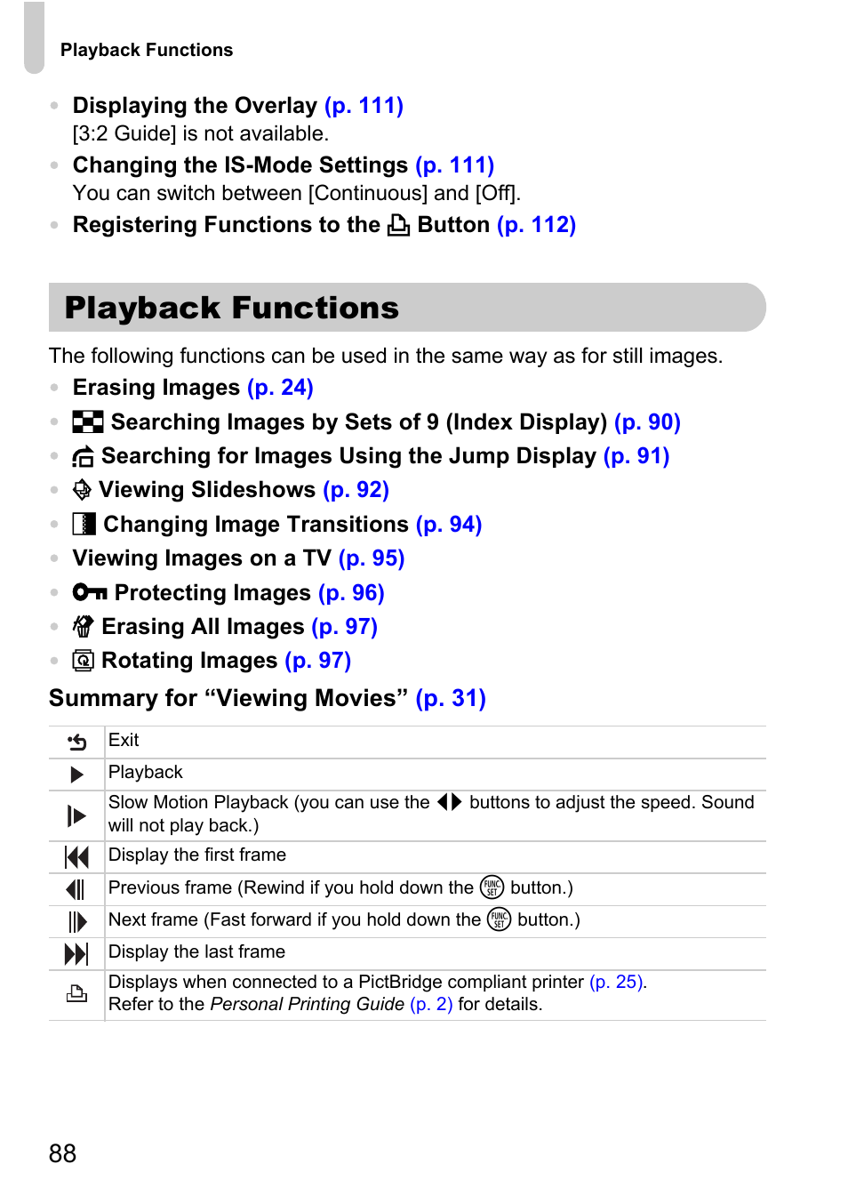 Playback functions | Canon A1100 IS User Manual | Page 88 / 131