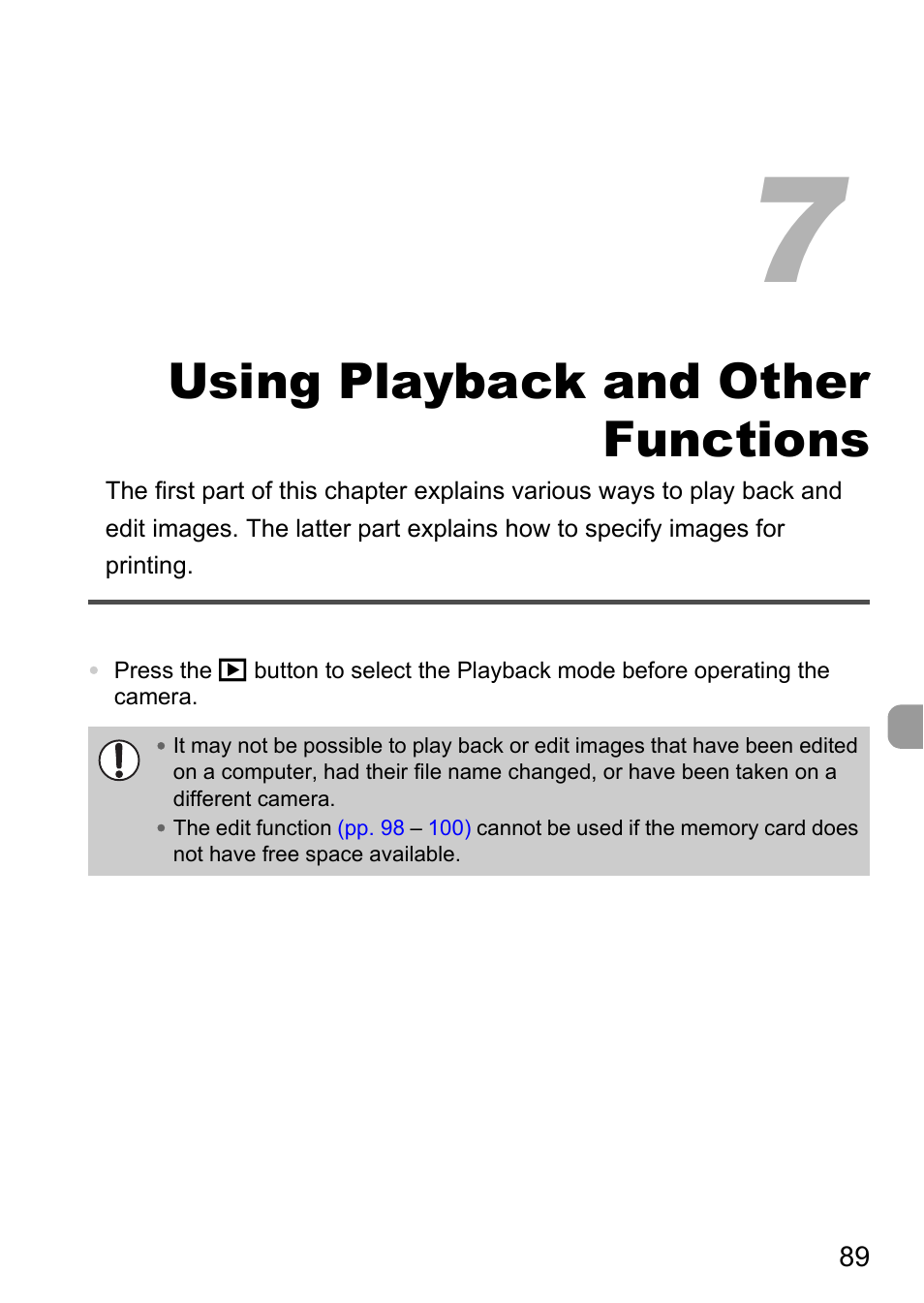 7 using playback and other functions, 7 using playback and other, Functions | Using playback and other functions | Canon A1100 IS User Manual | Page 89 / 131