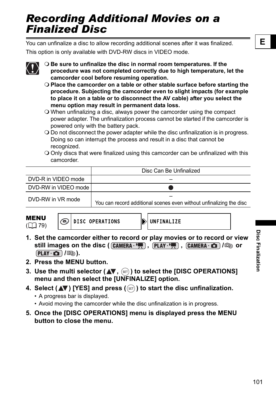 Recording additional movies on a finalized disc | Canon DC40 User Manual | Page 101 / 144