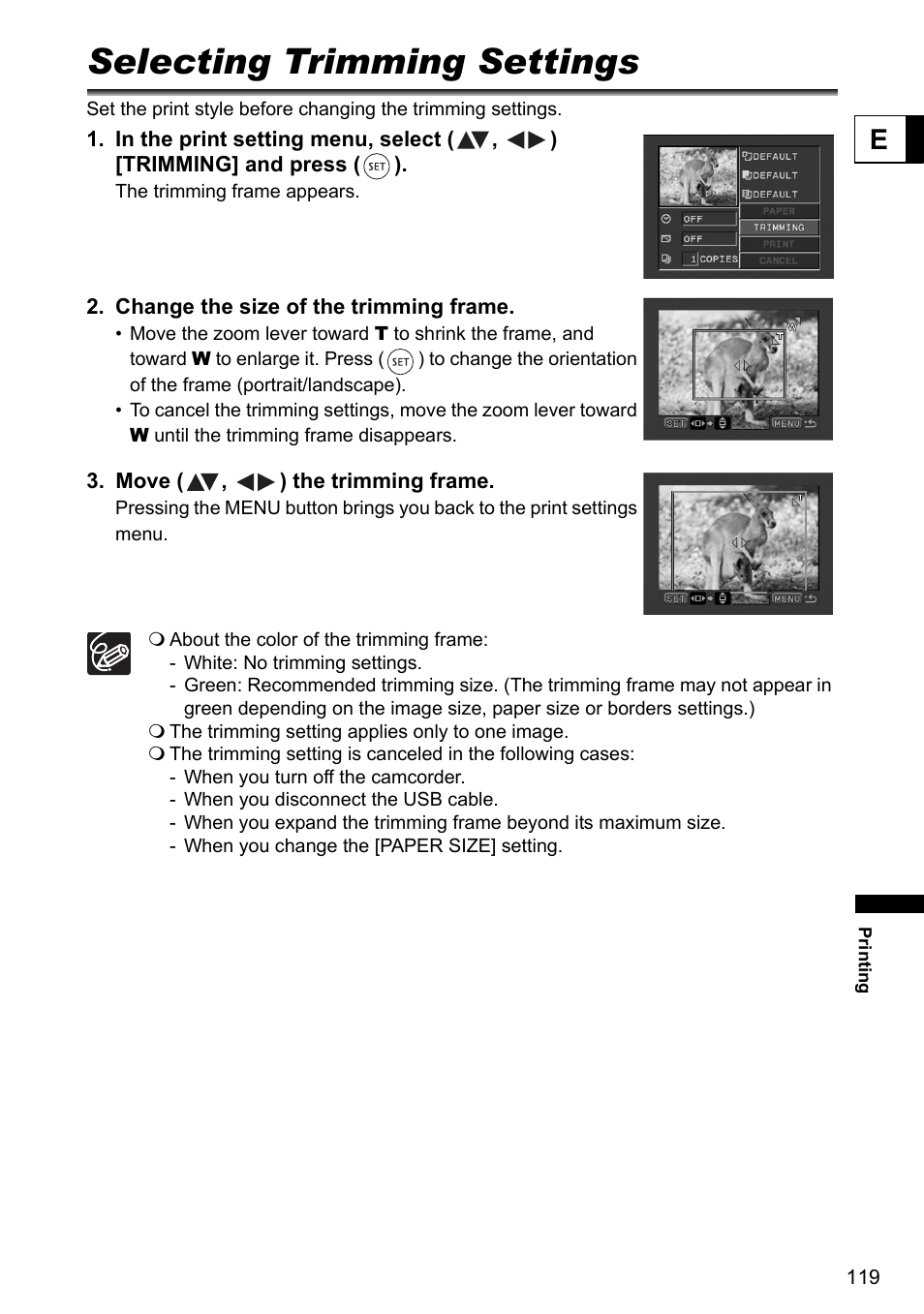 Selecting trimming settings | Canon DC40 User Manual | Page 119 / 144