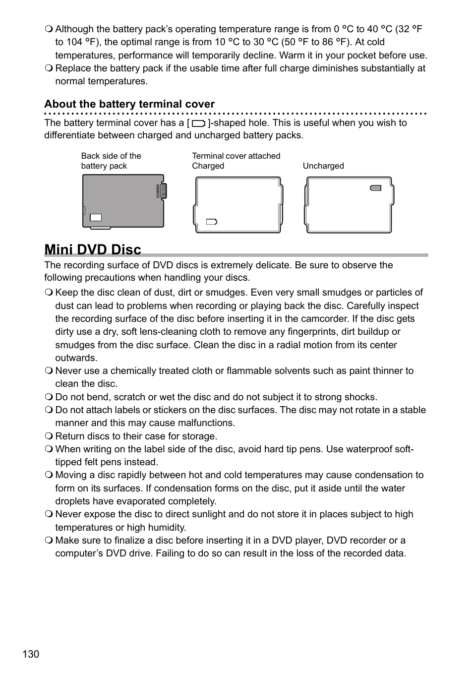 Mini dvd disc | Canon DC40 User Manual | Page 130 / 144