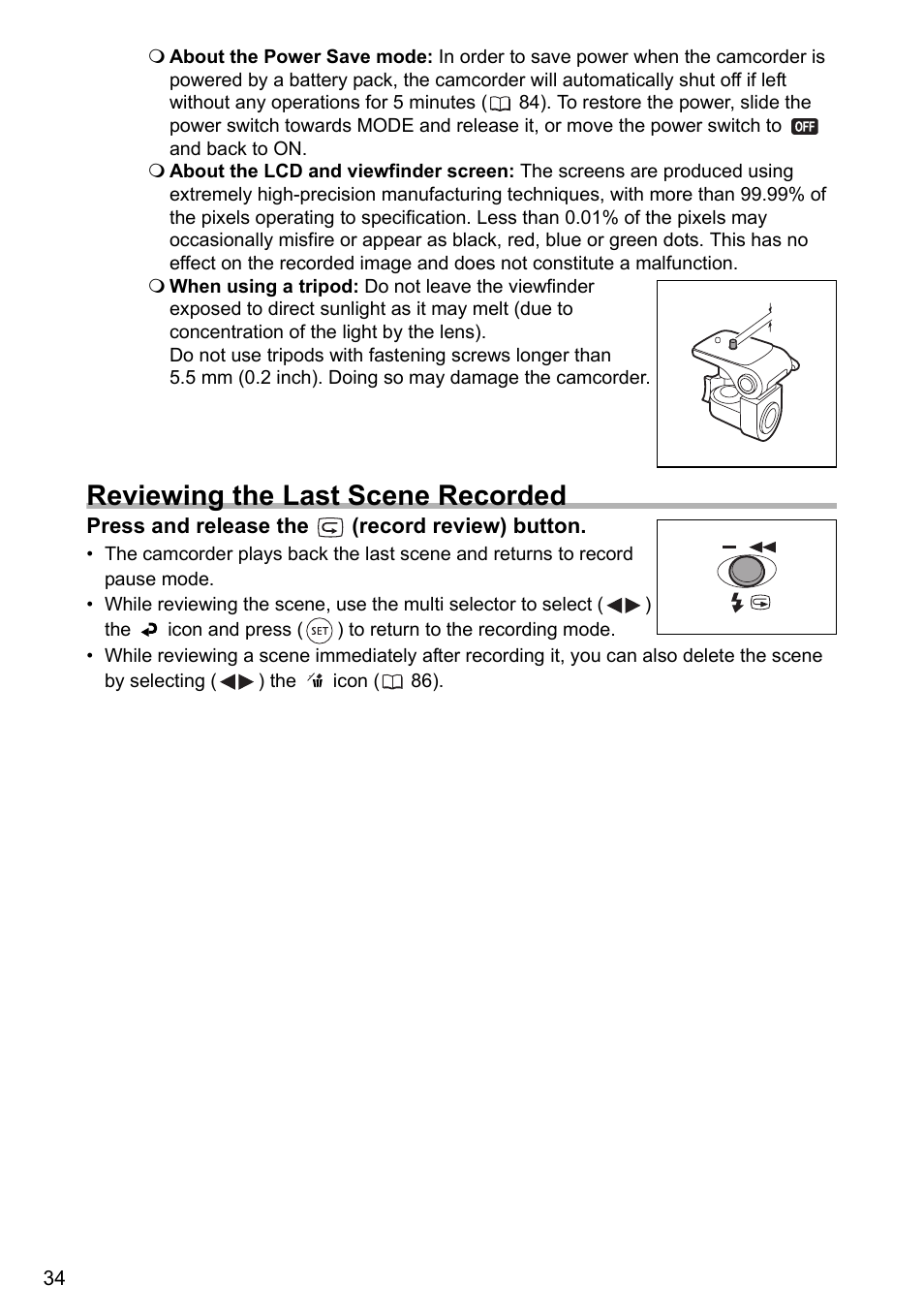 Reviewing the last scene recorded | Canon DC40 User Manual | Page 34 / 144