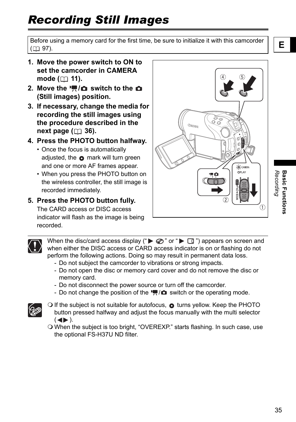 Recording still images | Canon DC40 User Manual | Page 35 / 144