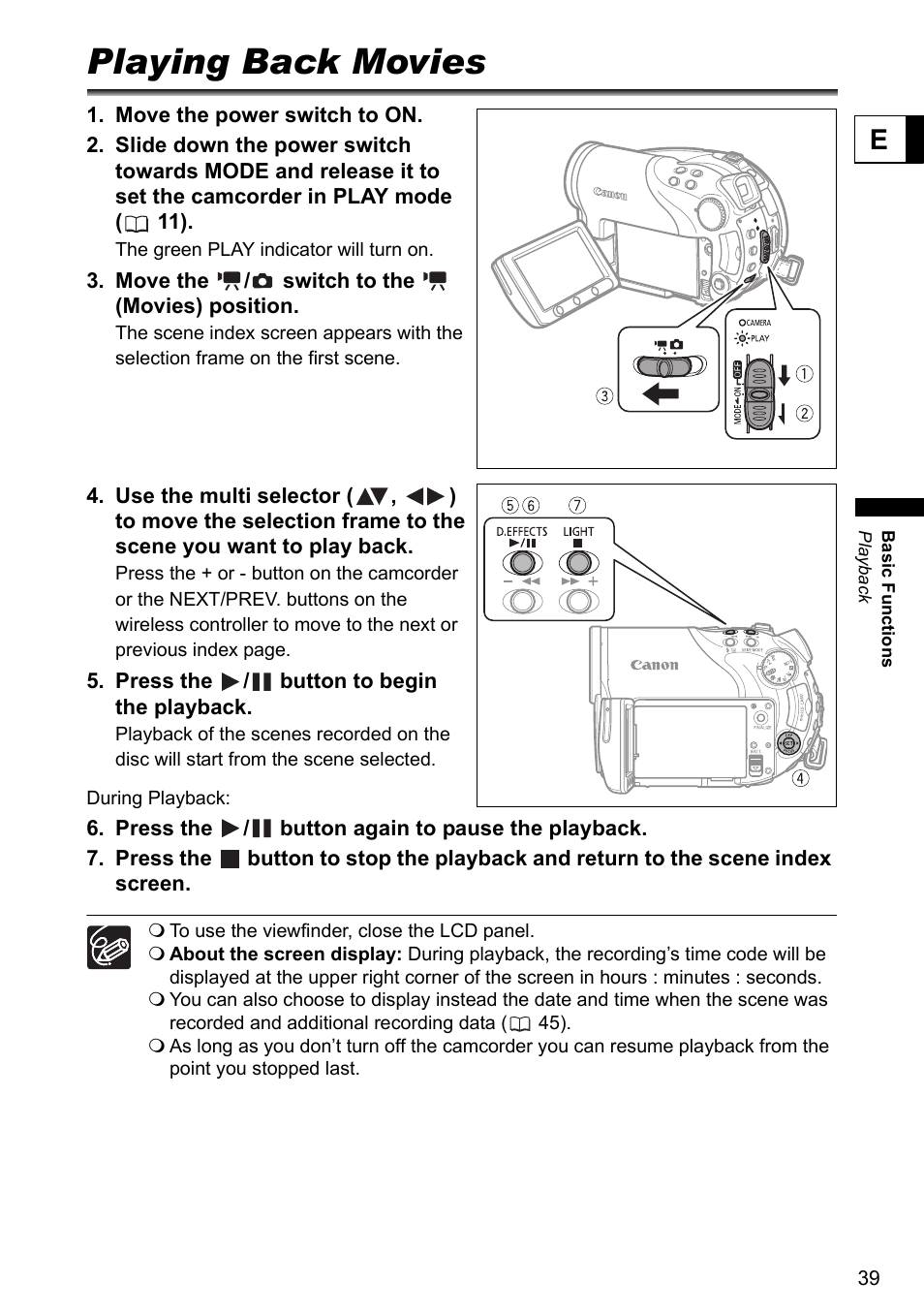 Playback, Playing back movies, 39). n | Canon DC40 User Manual | Page 39 / 144
