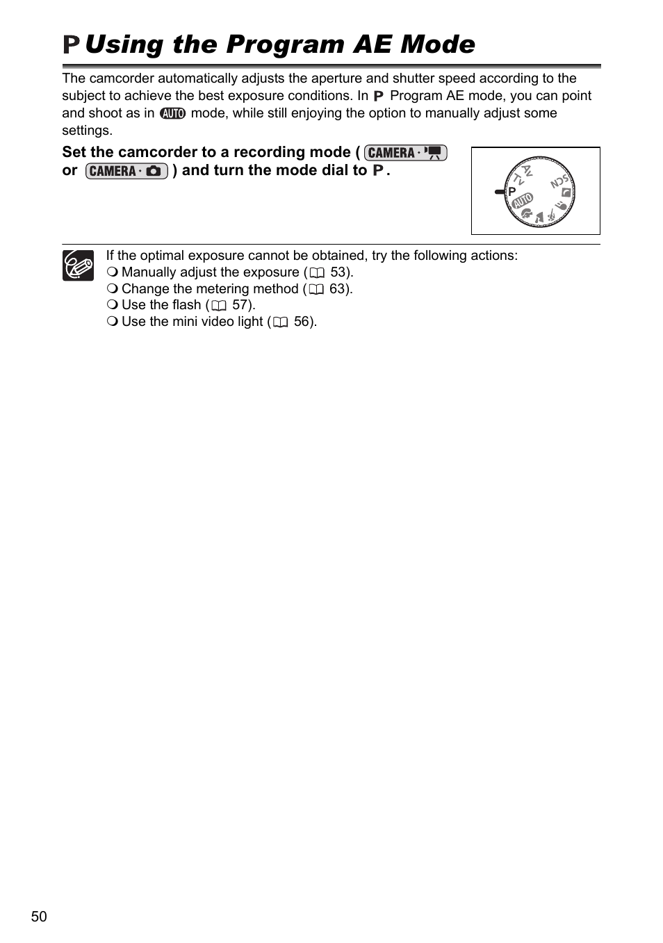 Using the program ae mode | Canon DC40 User Manual | Page 50 / 144