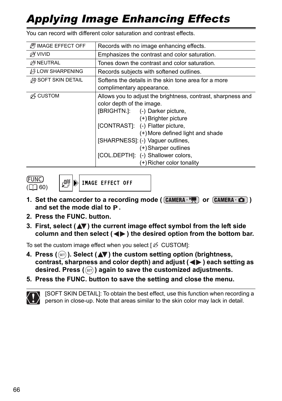 Applying image enhancing effects | Canon DC40 User Manual | Page 66 / 144