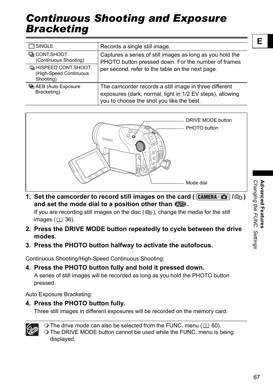 Continuous shooting and exposure bracketing | Canon DC40 User Manual | Page 67 / 144