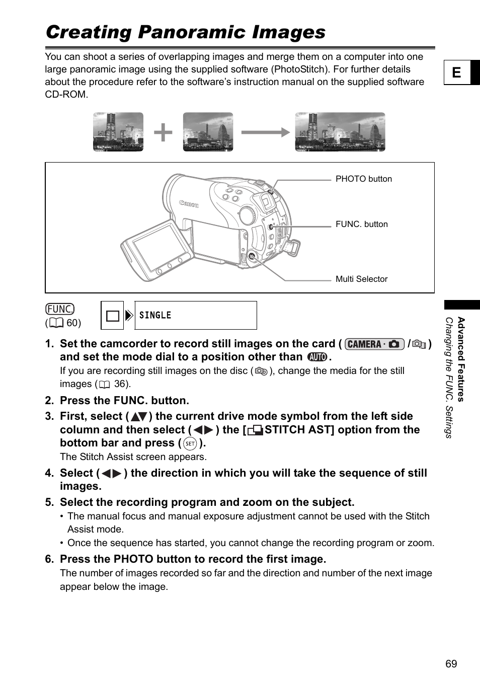 Creating panoramic images | Canon DC40 User Manual | Page 69 / 144