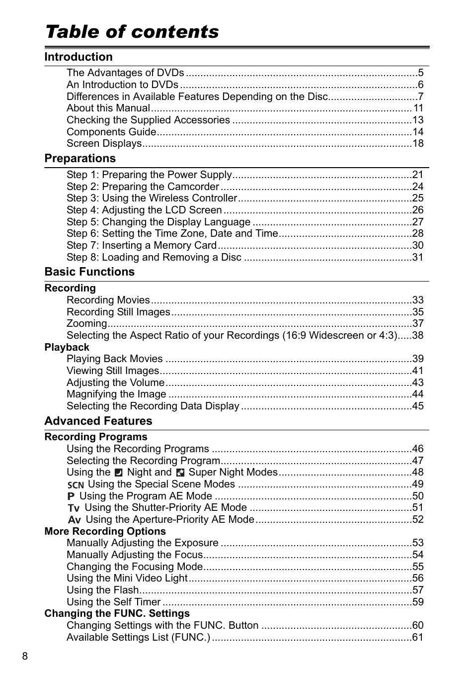 Canon DC40 User Manual | Page 8 / 144