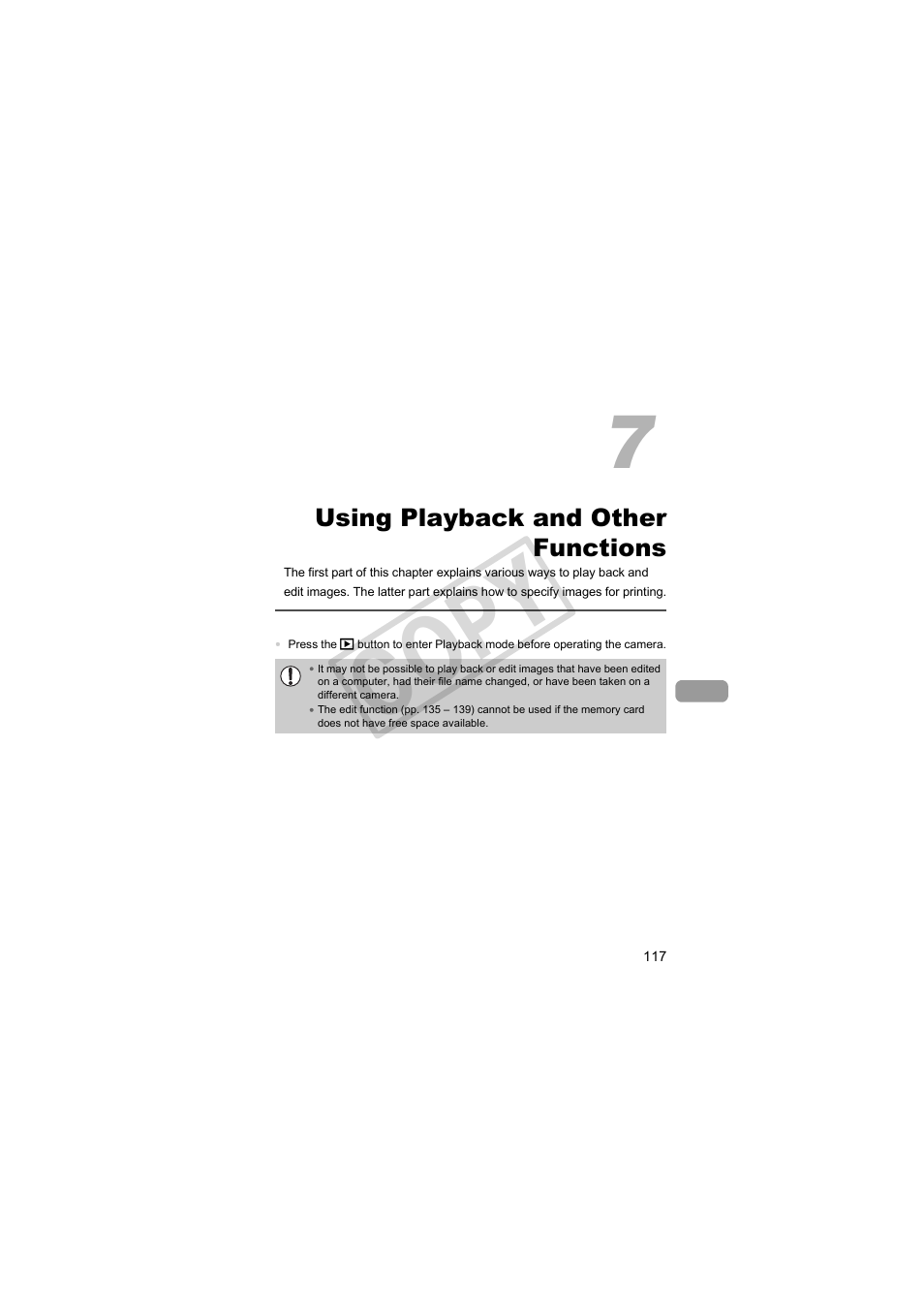Using playback and other, Functions, Co py | Canon PowerShot Camera S90 User Manual | Page 117 / 179