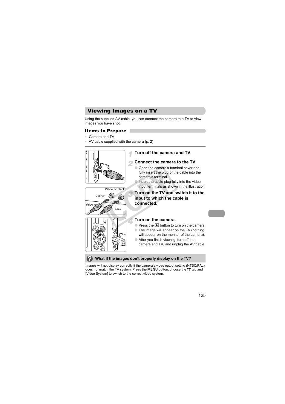 Viewing images on a tv, P. 125), Viewing images on a tv (p. 125) | Co py | Canon PowerShot Camera S90 User Manual | Page 125 / 179