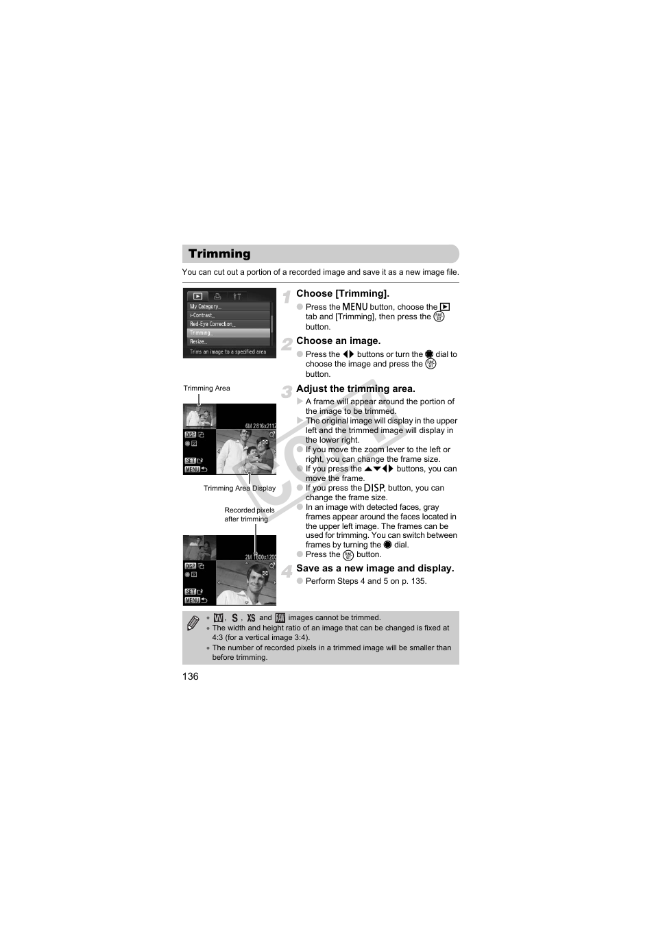 Trimming, Co py | Canon PowerShot Camera S90 User Manual | Page 136 / 179