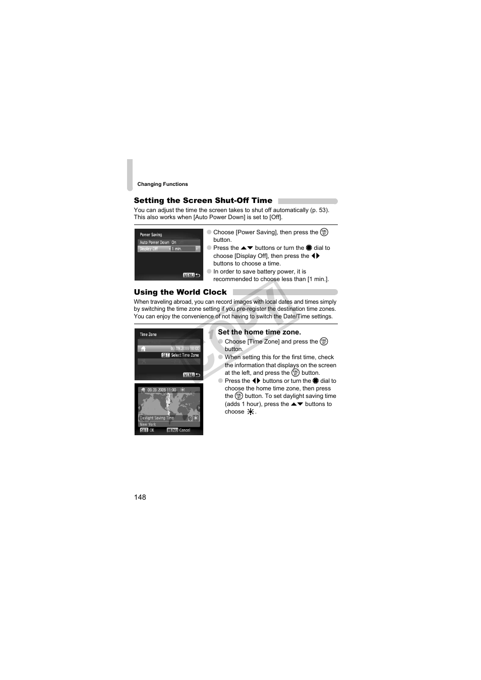 Zone (p. 148), Display off (p. 148), P. 148) | Co py | Canon PowerShot Camera S90 User Manual | Page 148 / 179