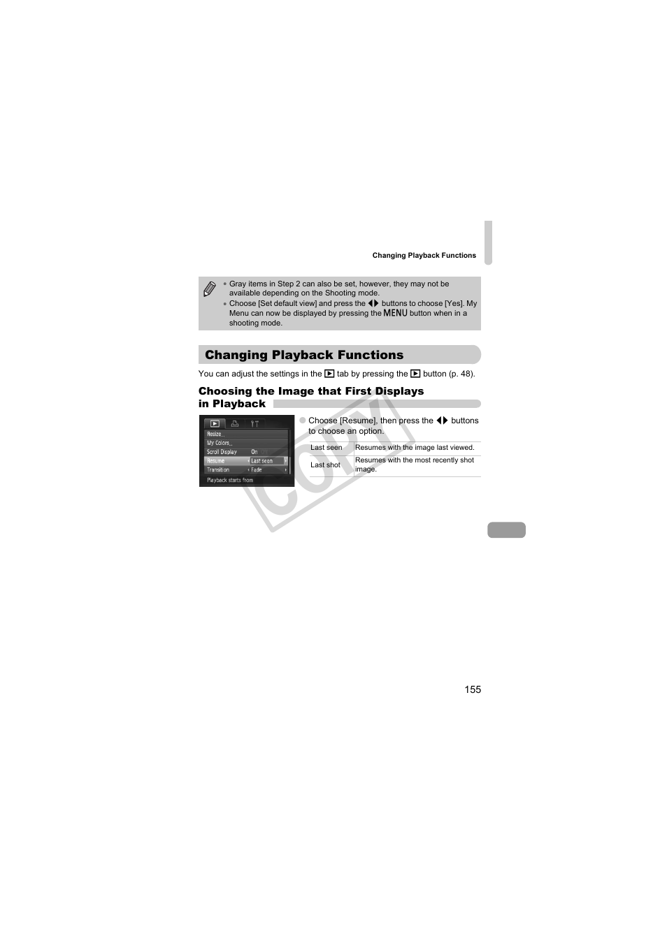 Changing playback functions, Co py | Canon PowerShot Camera S90 User Manual | Page 155 / 179