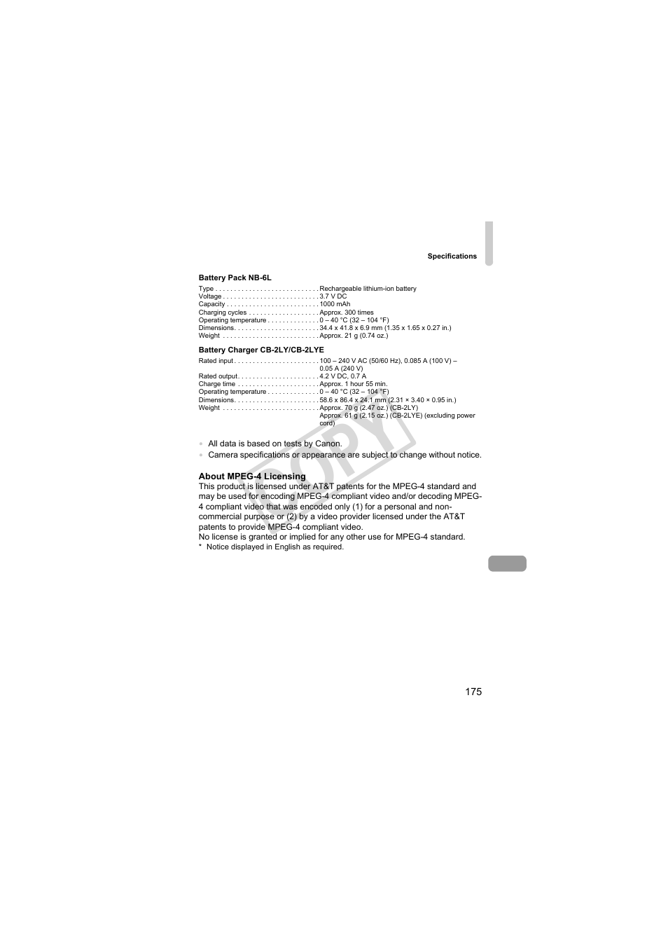 Co py | Canon PowerShot Camera S90 User Manual | Page 175 / 179