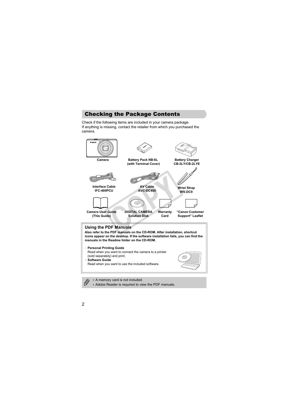 Co py | Canon PowerShot Camera S90 User Manual | Page 2 / 179