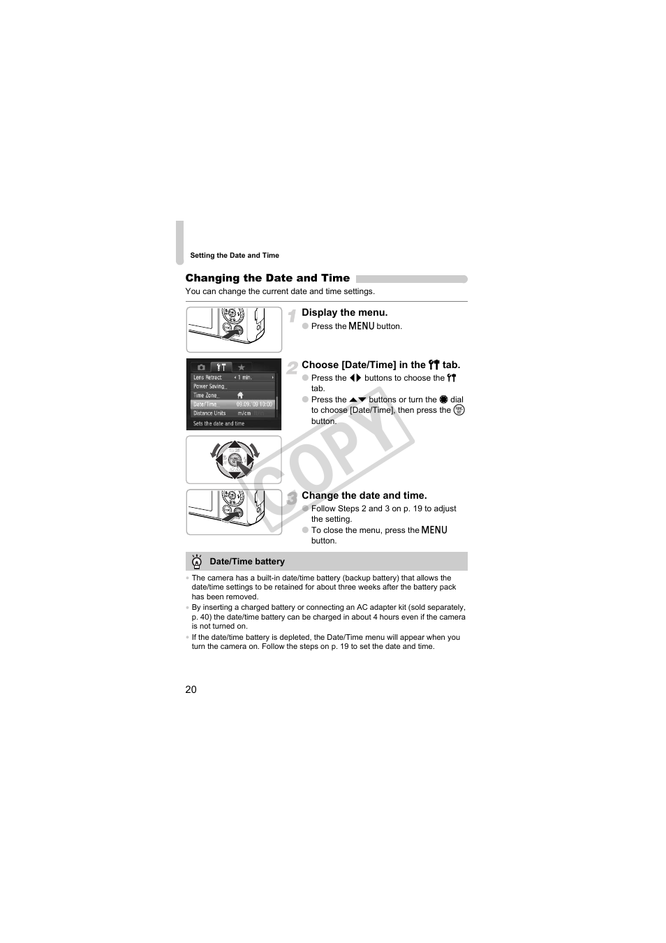 Co py | Canon PowerShot Camera S90 User Manual | Page 20 / 179