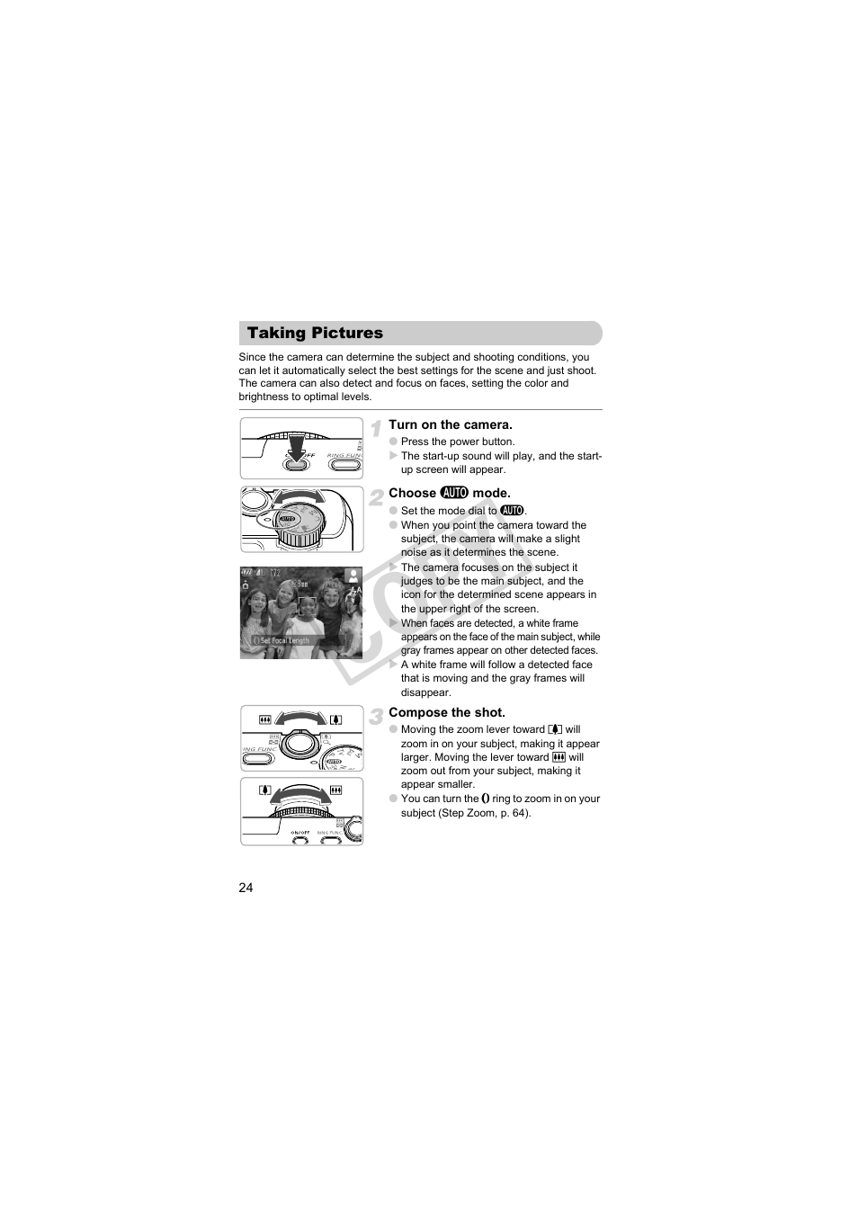 Taking pictures, Co py | Canon PowerShot Camera S90 User Manual | Page 24 / 179